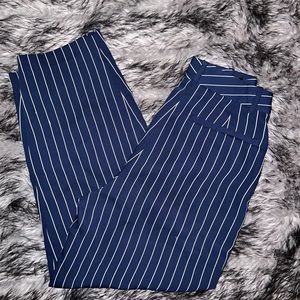 ARITZIA BABATON NAVY PIN STRIPE SATIN ANKLE TROUSERS SIZE 0